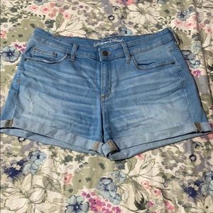 Light wash jean shorts